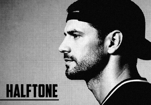 Monochrome Halftone Print Photo Effect