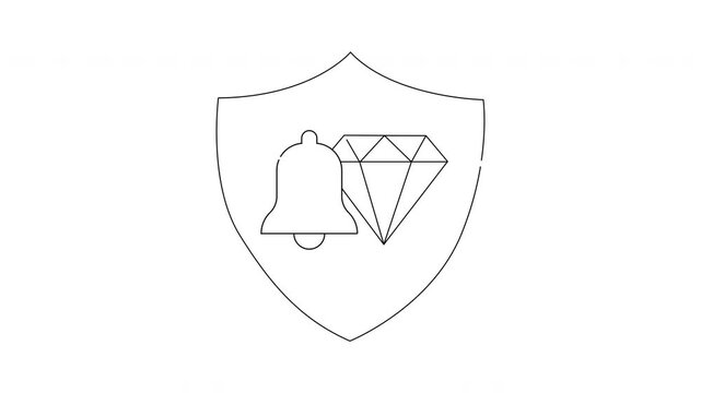 Shield with Bell and Diamond Icon Animation.