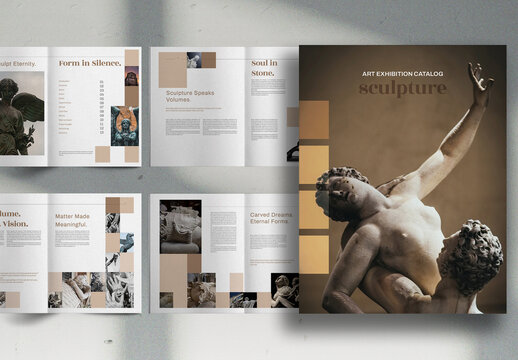 Golden Brown Art Gallery Catalog Sculpture Brochure Layout