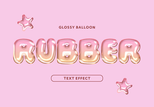 3D Gradient Glossy Balloon Text Effect