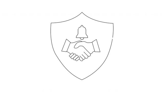 Trustworthy Partnership - Handshake and Bell Icon in Shield Design.
