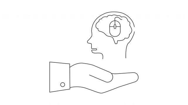 Brain Control Concept - Hand Holding Head with Mouse Inside.