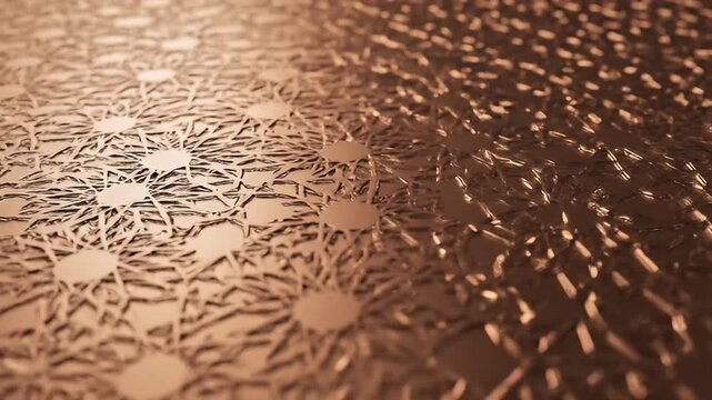 Abstract geometric pattern in bronze, intricate design, seamless loop, elegant texture, modern