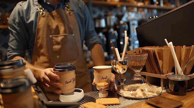 Coffee Shop Transaction Hands Exchanging Coffee.
