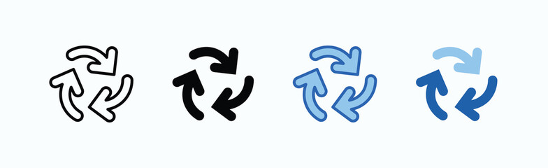 Recycling Arrow Icon Sheet Multiple Style Collection Isolated Vector