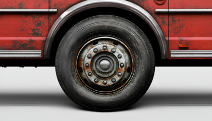 Red Trucks Rusty Wheel Detail