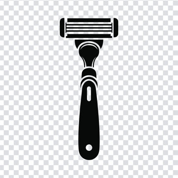 Black silhouette of a safety razor on a transparent background