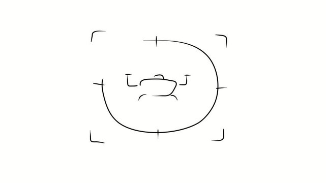 Sight, drone, on-screen menu, drone operator. Contour drawing, silhouett animation. Continuous line. Isolated on white. Video 4k object illustration self-drawing. Object construction. Minimalist conti