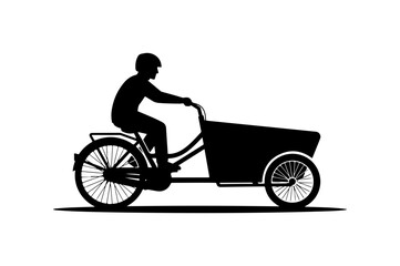 Fototapeta premium Person Riding Cargo Bike Vector Illustration