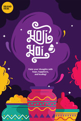 Holi Hai Festival Banner Social post and print, holi title and template. holly poster and flyer.