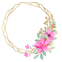 Flower watercolor frame for wedding, birthday, card, background, invitation, wallpaper, sticker, decoration etc.
