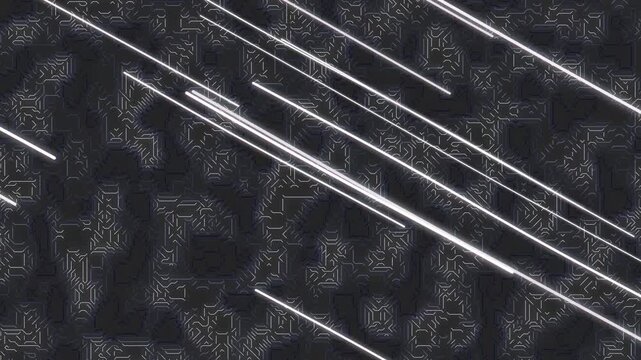 Dynamic Light Speed Stream: Parallel Glowing White Lines on Dark Abstract Background Representing Data Flow and High Technology