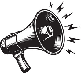 megaphone silhouette with sound effect vector illustration