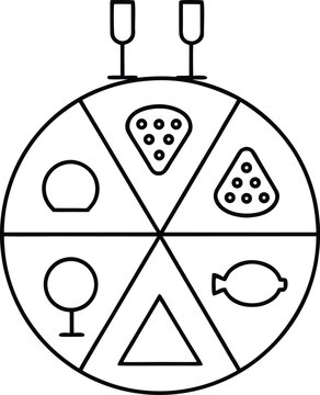 seder table setting line art vector illustration on transparent background