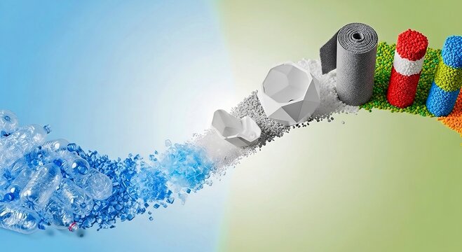 Plastic Bottle to Recycled Product Transformation Concept