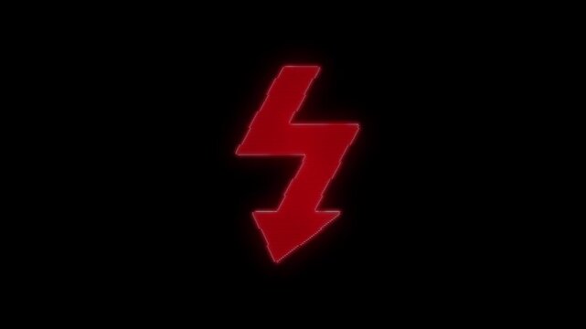 Danger sign animation on black background showing warning symbol and attention mark