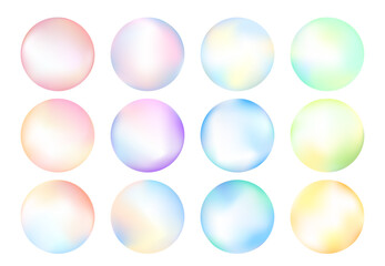 グラデーションのカラフルな円形ベクターアイコンセット。