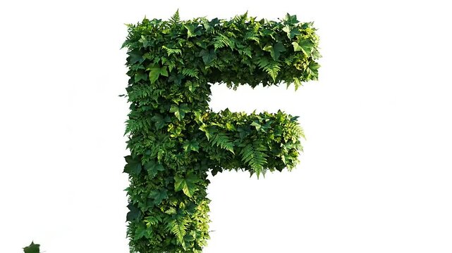 Green F Letter Formed by Leaves.