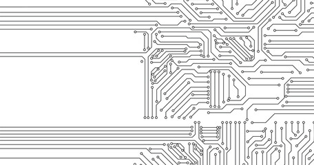 Obraz premium Vector circuit on white white screen for communication technology background concept . 