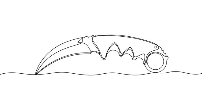 Karambit knife, continuous line art illustration
