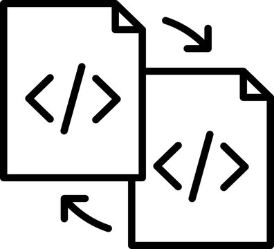 Black code duplication icon - outline