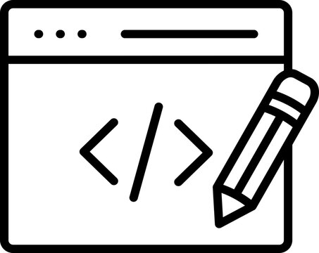 Black code writer icon - outline