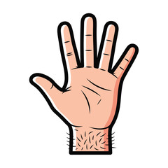 Fototapeta premium Hand gesture illustration with fingers extended and palm facing forward in a graphic style