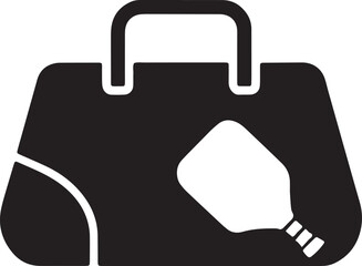 Fototapeta premium Pickleball sports equipment bag icon with paddle silhouette for athletic gear storage concept