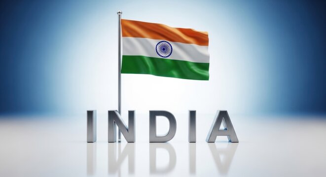 The indian national flag and country name