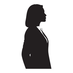Woman profile silhouette, side view of professional lady in business suit, confident female executive looking forward, portrait of businesswoman in formal wear, profile of career woman