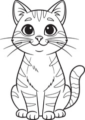 Obraz premium Cute cartoon cat with big eyes and playful expression