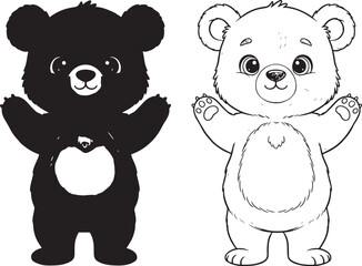 Obraz premium Cute bear duo in contrasting black and white playful poses