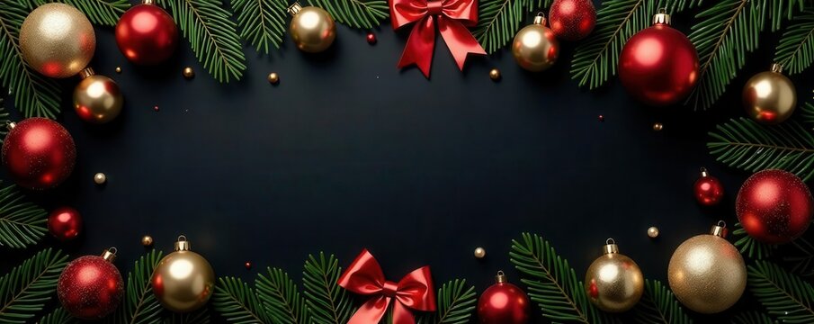 Elegant gold & silver ornaments & bows on black background , silver, shimmer