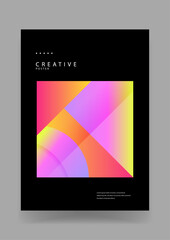 Fototapeta premium Bold geometric composition featuring colorful squares and circles with smooth gradients on black background