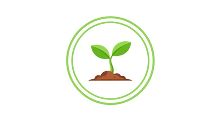 Green sprouting seedling with two leaves in circular eco friendly logo design