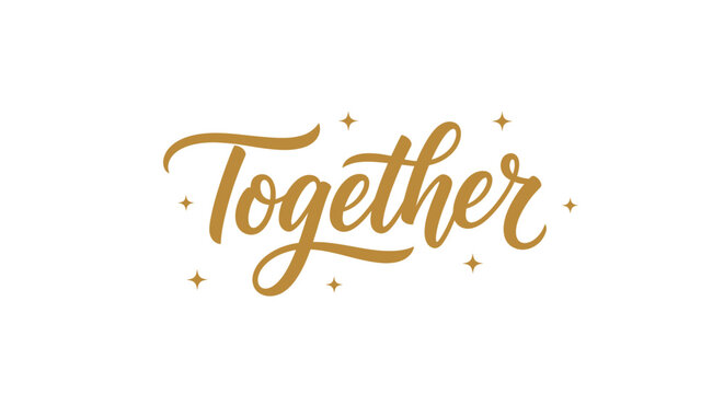 Elegant Gold Script 'Together' Text with Sparkling Accents