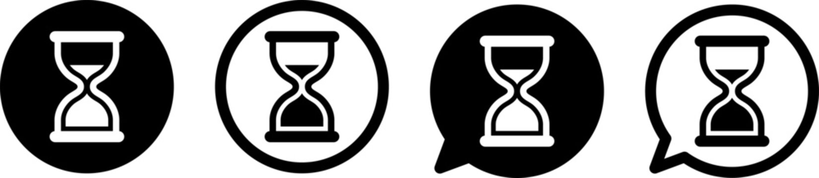 砂時計マークのアイコンセット 時間・待機・処理中シンボル モノクロ ベクター素材 Hourglass Icon Set Time Waiting Loading Symbol Monochrome Vector
