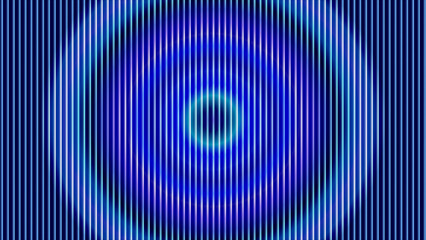 Abstract background featuring vibrant blue and cyan vertical lines forming concentric circular ripple patterns creating deep sense of digital motion and technological energy