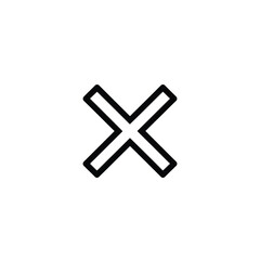 Fototapeta premium A simple, bold black 'X' mark symbol on a clean white background, representing a cross, multiplication, or an incorrect answer