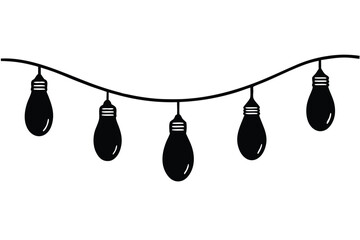 Golden Bulb String Vector Illustration with Warm Glowing Lights for Events and Party Decoration