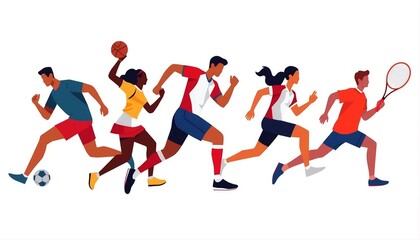 Fototapeta premium Athletes engaged in various sports on a white background