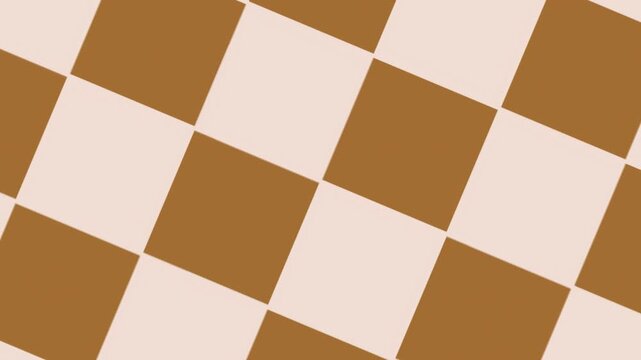 Abstract motion graphics featuring a brown and cream checkerboard pattern that shifts into geometric lines. Elegant, minimalist background for modern transitions and creative overlays.