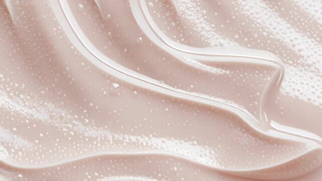 A close up of a creamy pink substance with a lot of texture. The texture is very noticeable and the color is very bright. creamy pink texture, highlighting glossy ridges and shimmering droplets 
