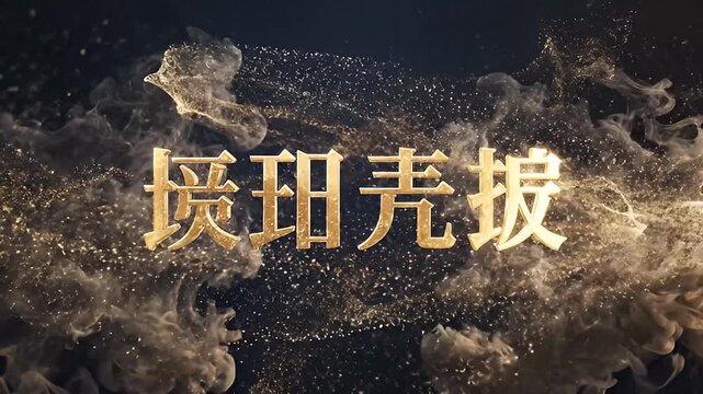 Elegant Chinese Characters with Dynamic Particle Effects and a Dark Background