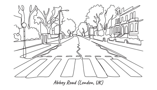 One-Line Drawing of Abbey Road Crossing, London