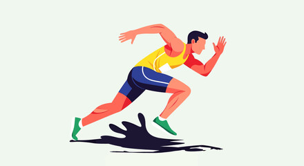Obraz premium Dynamic Female Athlete Sprinting Forward in Athletic Pose