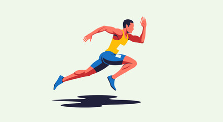 Fototapeta premium Dynamic Man Running Sprinting Action Illustration