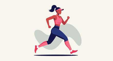 Fototapeta premium Active woman running outdoors, fitness and health concept