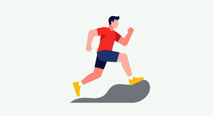 Fototapeta premium Active Man Running Up Rock Climbing Mountain Trail