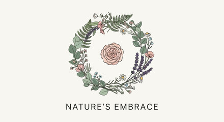 Vintage floral vector illustration featuring an abstract ornament design for a nature greeting card or holiday celebration logo element © Rizky